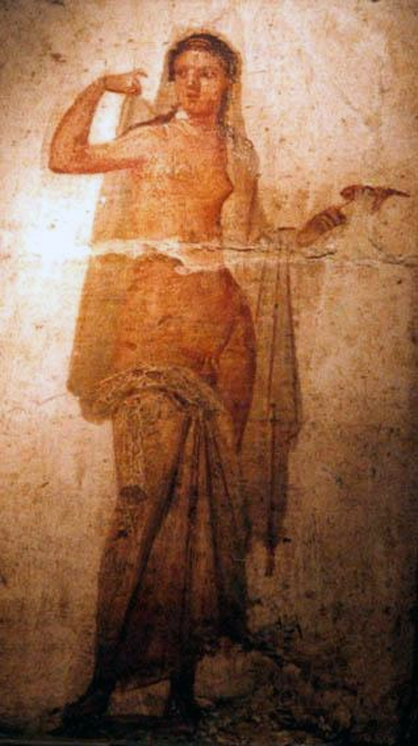 Ermafrodito affresco Romano di Ercolano 1–50 d.C. Museo Archeologico Nazionale di Napoli